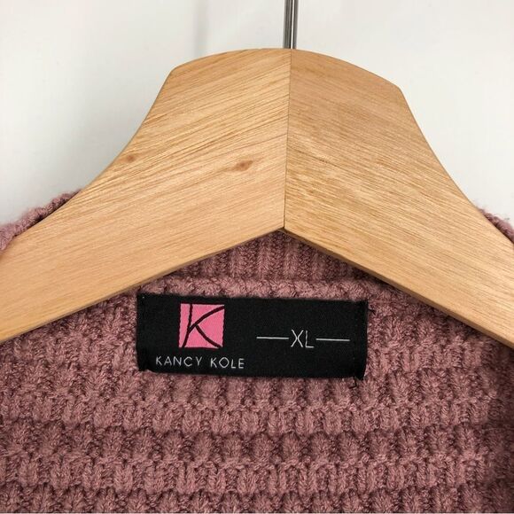 KANCY KOLE Chunky Knit Cardigan Open Front Pink Womens Size XL - Picture 4 of 7